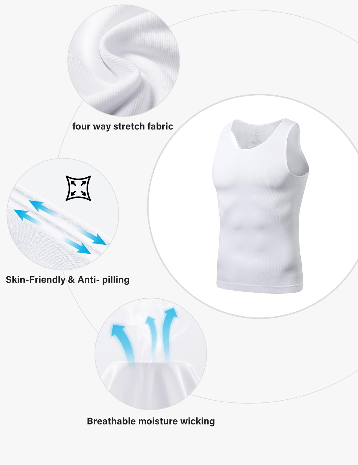 Casey Kevin Camiseta Compresión Hombre Elasticidad Camiseta Faja Hombre Reductora Chaleco Reductor Body Shaper para Diario y Deportivas
