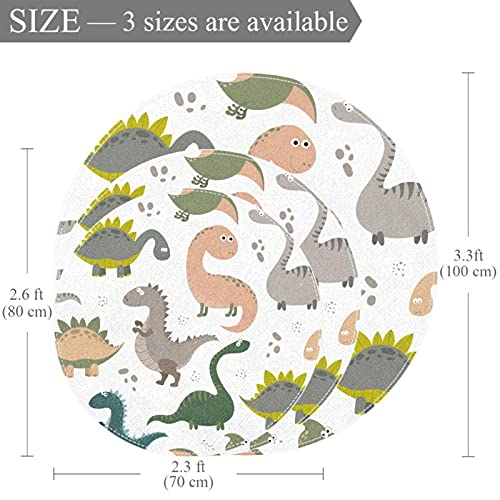 Tapis Dinosaure Mignon JDEZ Tapis de Jeu Rond Isolant pour le Sol - 4