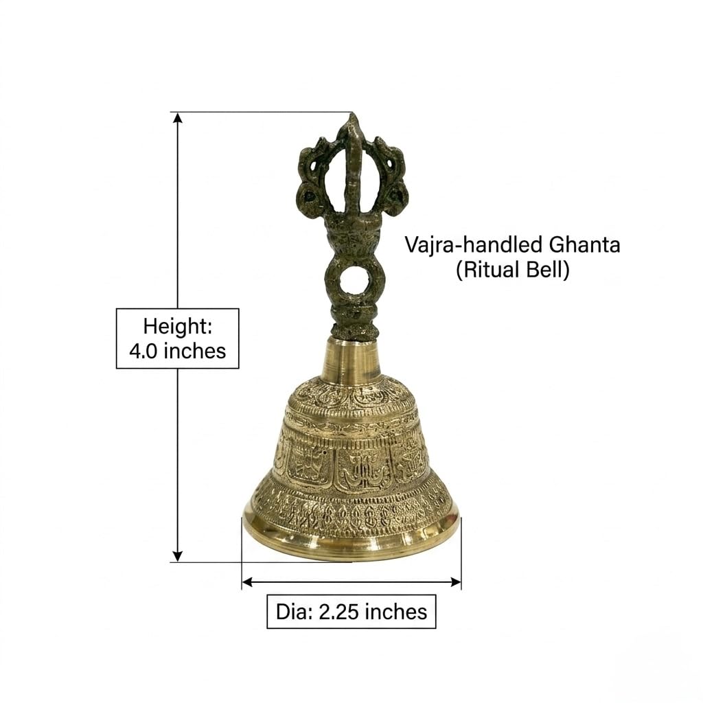 THE ASCENT MEMORIAL Hand Made Metal Brass Bell With Dorje Handle