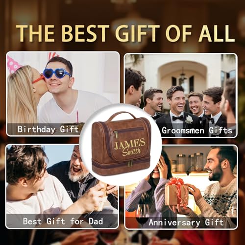 Personalized Toiletry Bag for Men – Waterproof toiletry bag, mens travel Kit with Handle, Custom Engraved Grooming Organizer Gift for Dad, Husband, Son, Groomsmen2