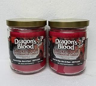Smoke Odor Exterminator 13 oz Jar Candle, Dragon's Blood Set of Two Candles.