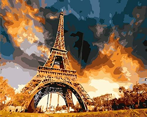 Newsight DIY Oil Painting Paintworks Paint by Number for Kids and Adults (16" x 20"Tower Under Rainstorm)