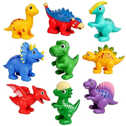 9PCS Dinosaur Bath Toys for Kids Soft Mold Free Bath Toys