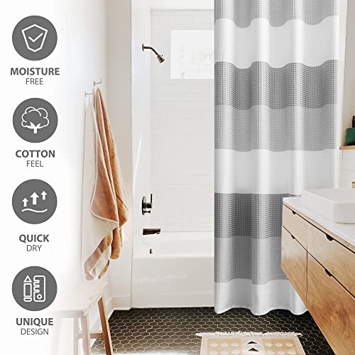 Aufenlly Modern Hotel Quality Striped Waffle Shower Curtain For Bathroom And Bathtubs Heavy Duty Ombre, 72X72 Inch, Grey #TOP2