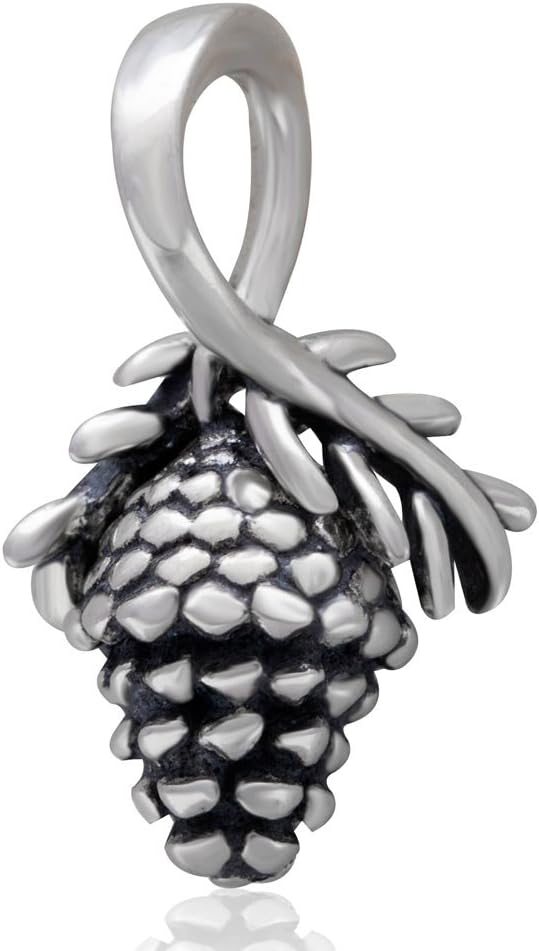 Pinecone Charms Pendant 925 Sterling Silver Christmas Charm Bead Winter Charm fit European Bracelet