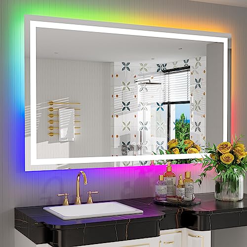 YEELAIT 55x36 LED Bathroom Mirror with Lights, RGB Backlit Lighted Mirror