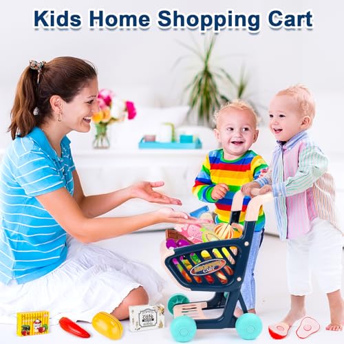 Deao FSSPMT-UDB Toddlers Shopping Cart Trolley Set Kids Pretend Grocery Cart Play Toy thumb #4