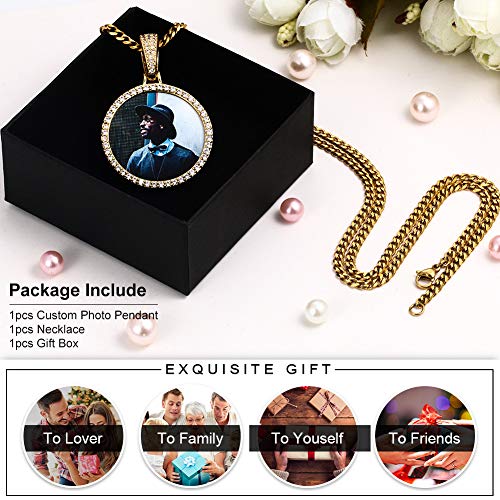 Tuhe Custom Picture Necklace Personalized Photo Pendant Customized Picture Chains For Men Gold Silver Memory Round Engraved Medallion Necklaces #TOP6