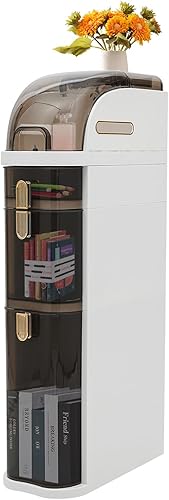 CNCEST Armario de almacenamiento de 16.1 x 7 x 30.7 pulgadas con 3 cajones, armario de almacenamiento de baño independiente semitransparente para