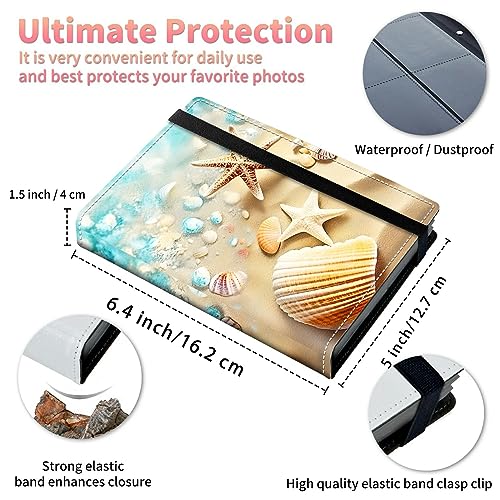 Image of Beach Photo Album 4x6 120 Pockets Photos with Strong Elastic Band, Small Mini Albums Sheet Protector Folder for Photos, Album for Family Wedding Baby Women Men Vacation Gift