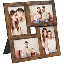 SONGMICS Collage Picture Frames, 4x6 for Wall Decor, Multi Family Photo for Gallery Decor, Hanging Display, Set of 4, Rustic Brown URPF025X01