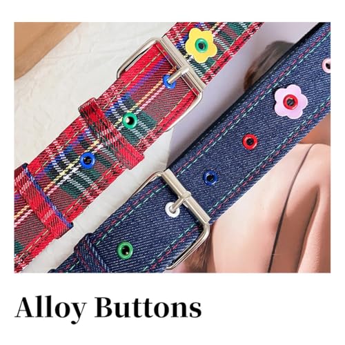 Y2K Belt for Women Retro Plaid Canvas Dopamine Floral Waistband - Grunge Fashion Accessory4