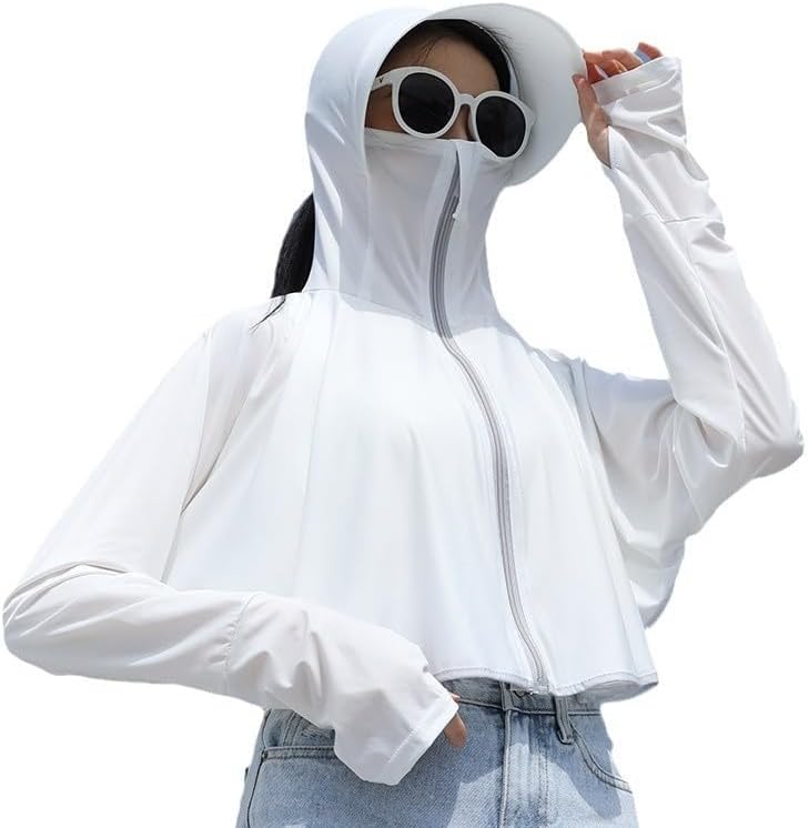 Womens UV Protection Shirts Long Sleeve Sun Block Crop Top Lightweight Quick Dry Hoodie Workout Jacket Outdoor