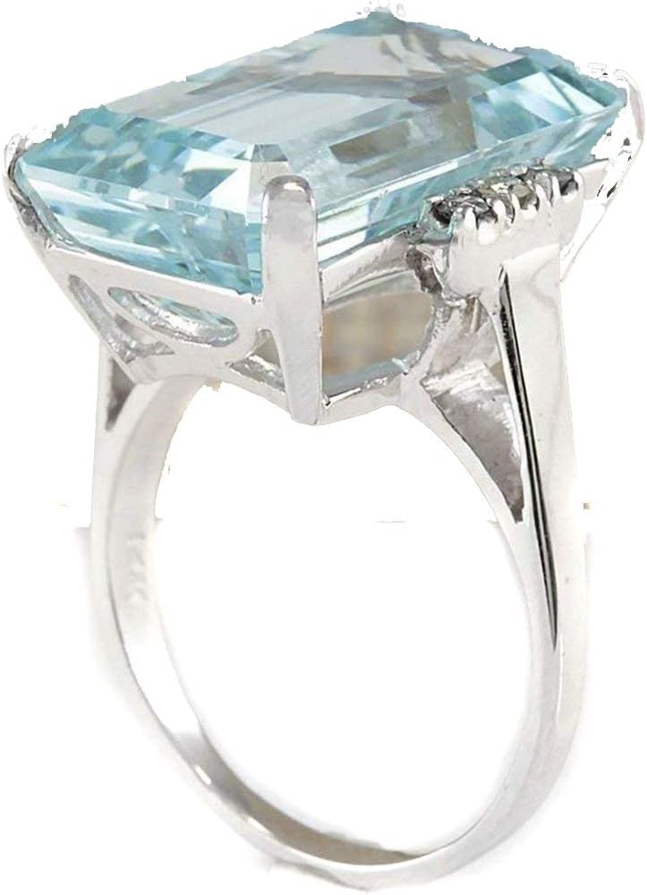 Eleusine Square Transparent Opal Rings for Women Antique Silver Plated Rhinestone Finger Ring Size 8
