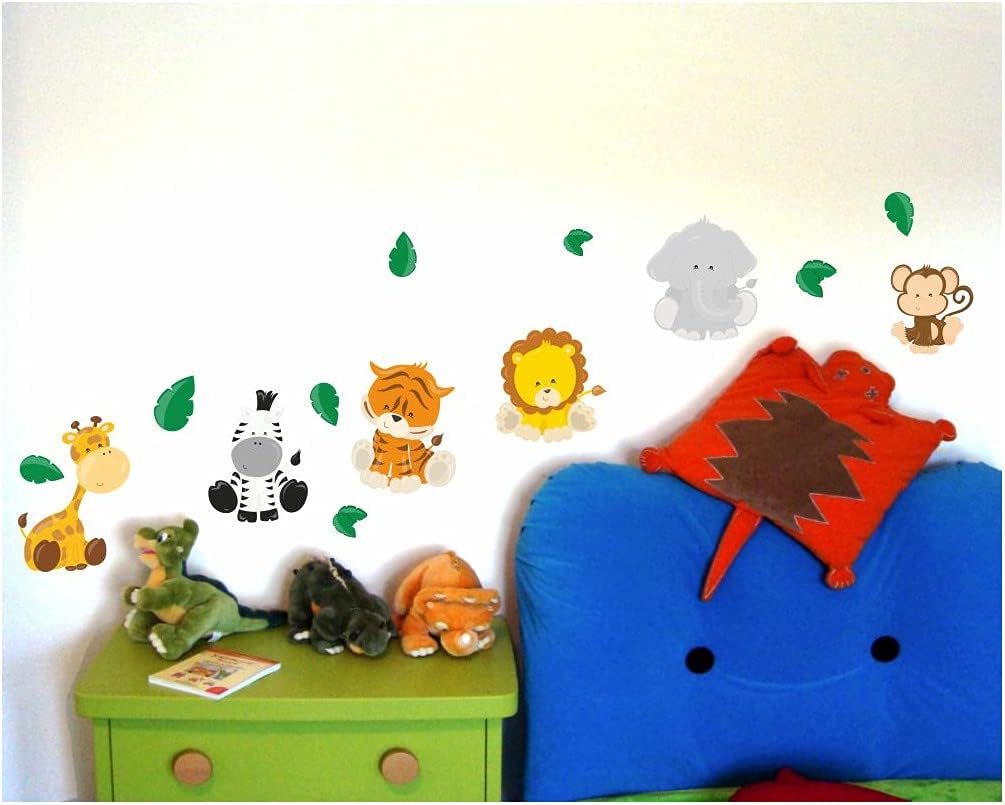 Samunshi® Wall Sticker Set 14 Piece Jungle Animals Lion Giraffe Monkey Nursery Baby Room, multicoloured, 2x 21x34cm - Image 3