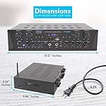 Pyle 500W Karaoke Wireless Bluetooth Amplifier - 4 Channel Stereo Audio Home Theater Speaker Sound Power Receiver with AUX IN, FM, RCA Subwoofer Speakers OUT, USB, Microphone IN with Echo - Image 2