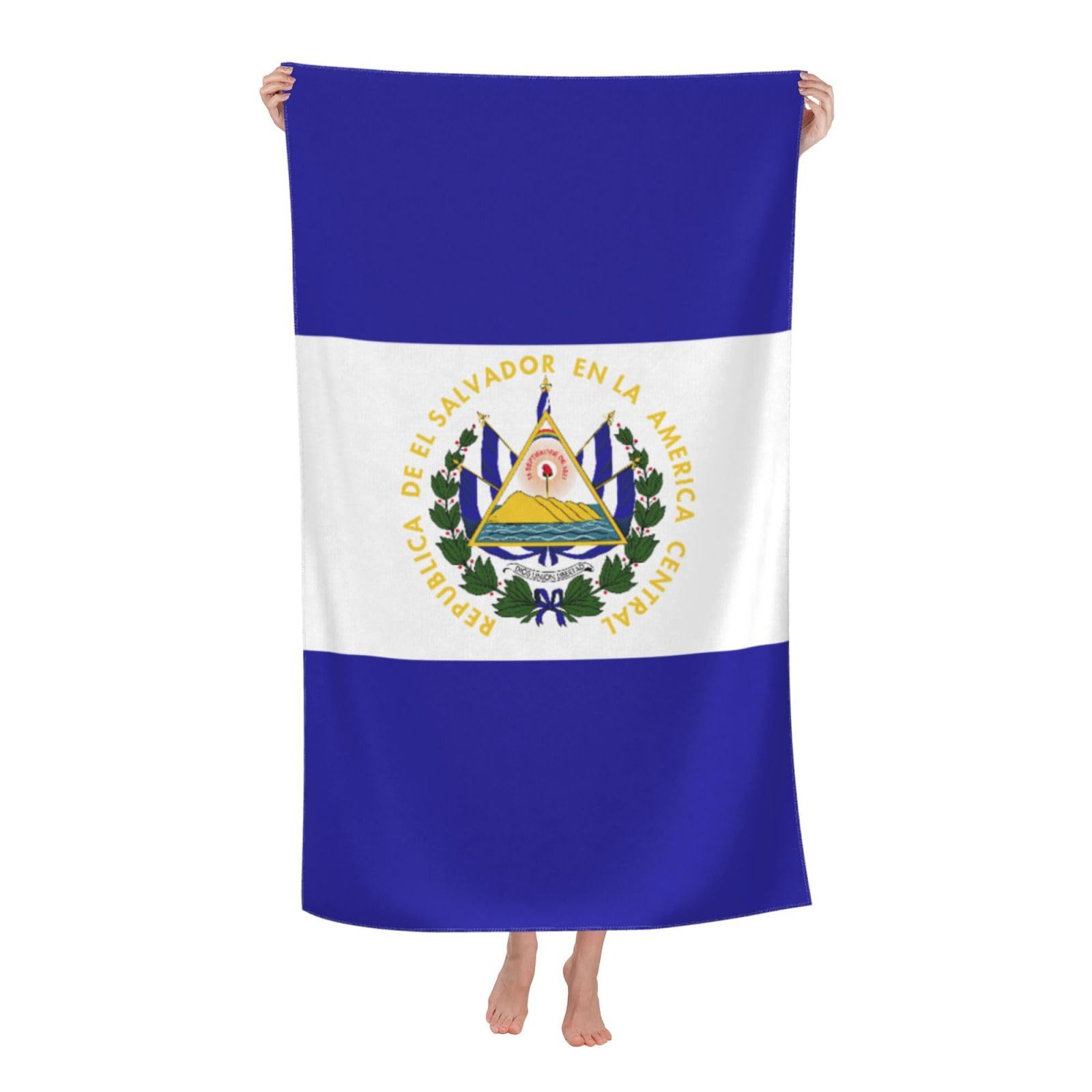 LSRCPD Beach Towel El Salvador Flag Microfiber Beach Towels Blanket Oversized Tropical Big Extra Large XL Pool Towels Quick Dry Sandproof for Women Girls Kids