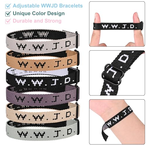 WWJD Bracelet Pack for Women Men, Christian Jesus Gifts Wristbands, Adjustable WWJD Bracelets Bulk What Would Jesus Do Bracelet2