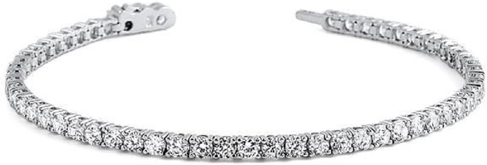PORI JEWELERS Cubic Zirconia Bracelet - Sterling Silver Round Cut 3MM | Classic, Elegant Design