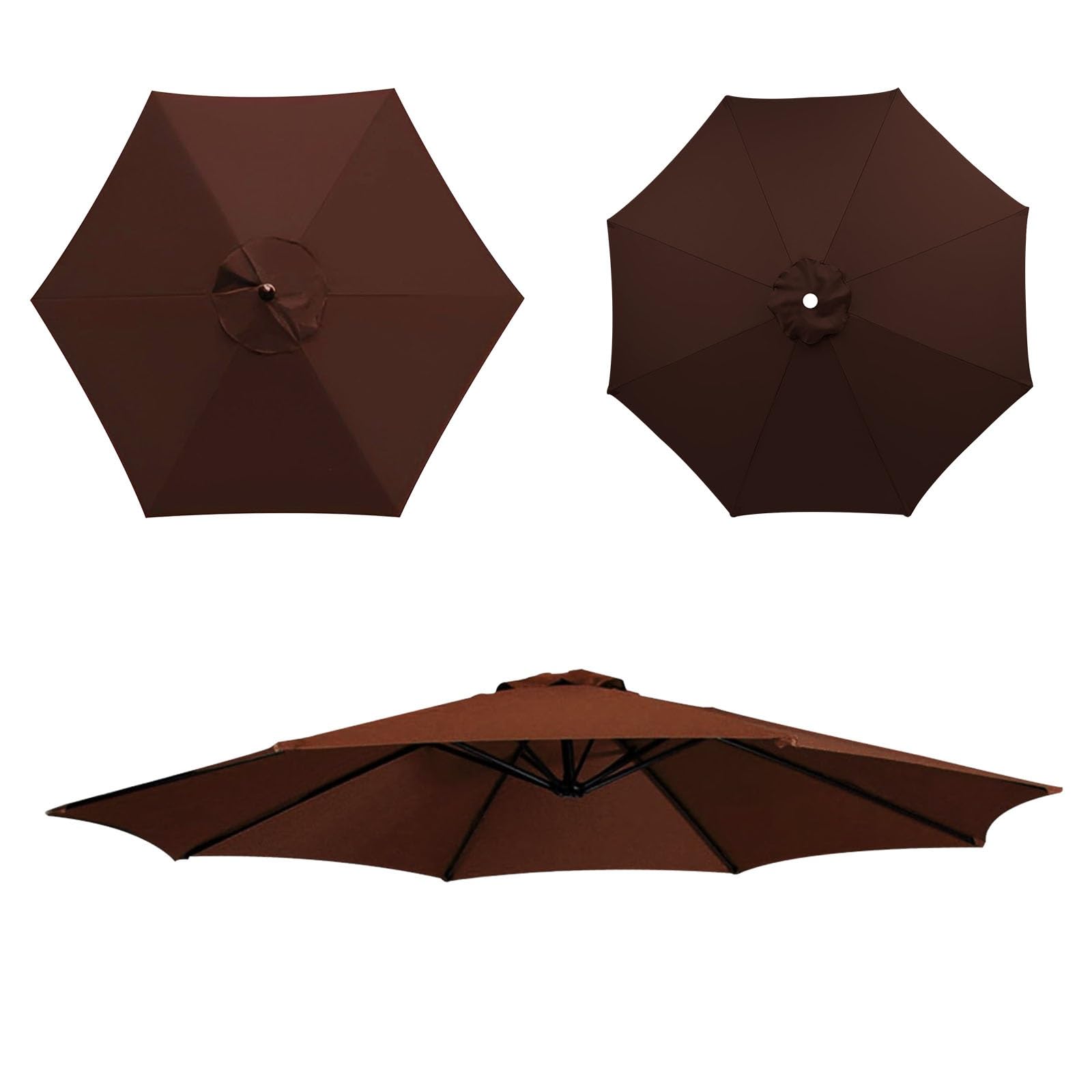 Replacement Parasol Cloth, Market Table Umbrella Canopy, Umbrella Canopy, waterproof, Umbrella Replacement Cloth, Replacement Parasol Fabric cover for Garden Umbrella(Brown,8ribs:2.30m/7.5ft)
