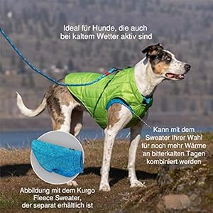 Kurgo loft dog jacket reversible dog coat wear with harness or sweater water resistant reflective winter coat for medium dogs ink blue m  urban country home decor