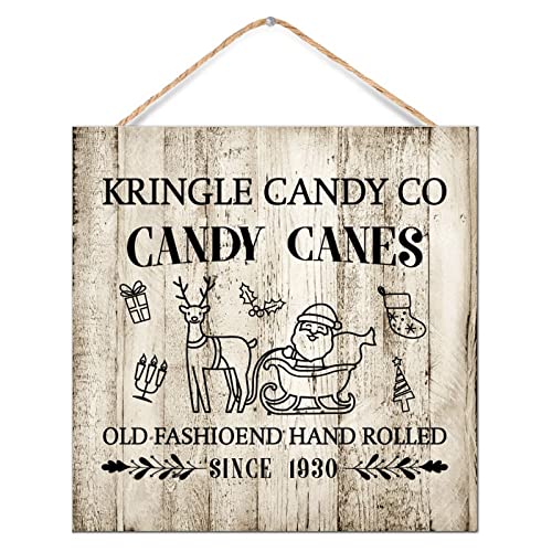 Panneau en bois antique Kringle Candy Co, cadeau rétro idéal