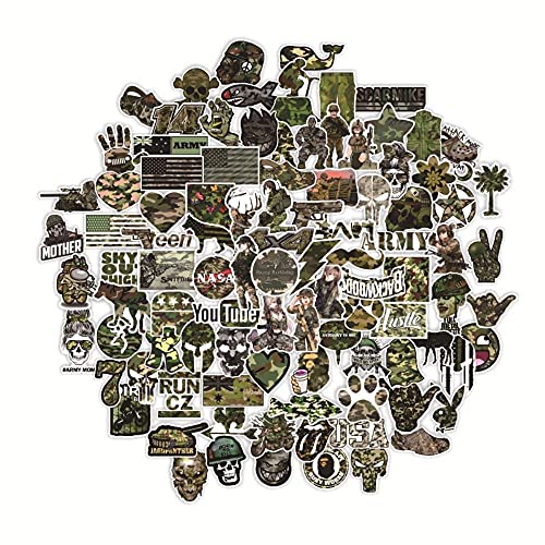 WaiYo 100 PCS Camouflage Stickers, Army Cool Trendy Aesthetic Military Vinyl Waterproof CSGO Stickers for Laptop, Water Bottles, Luggage, Computer, Cellphone, Skateboard, Guitar, Flag