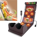 Almohadillas térmicas Estera de masaje eléctrica para todo el cuerpo con cabezales de masaje para amasar, cojín calefactor plegable Motores vibratorios Alivio del dolor para espalda, cuello, lumbare