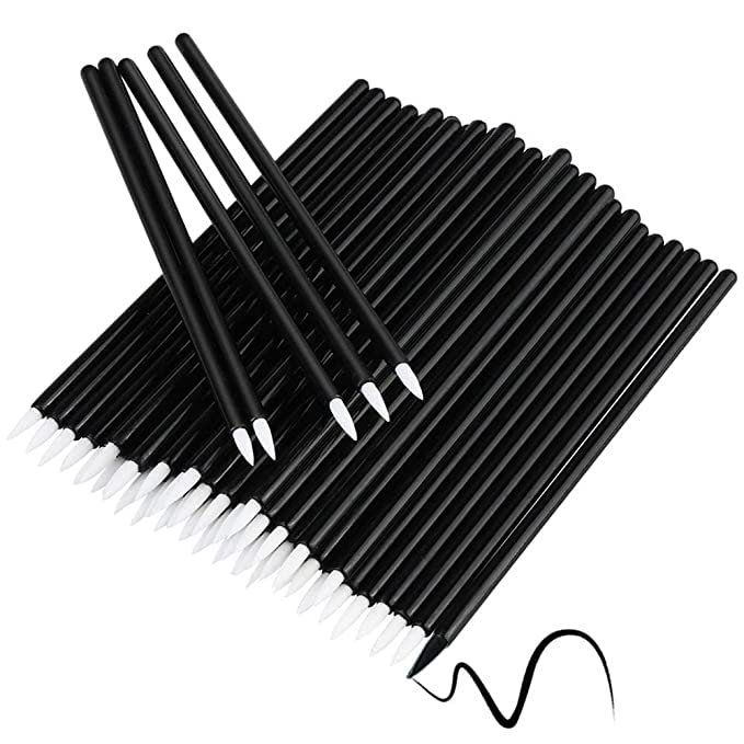 NESA Disposable Eyeliner Brush Eye shadow Applicator Fine Point Eye Liner Pens Lip Liner brushs Cosmetic Wands Makeup Tool set (20 Brushes) - Black-image-14