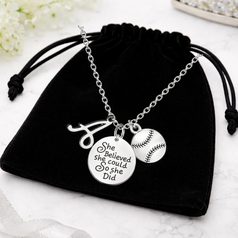 Personalized Softball Necklace, She Believed She Could So She Did Custom Softball Gift, Softball Pendent Jewelry, Softball Player Gift - Image 3