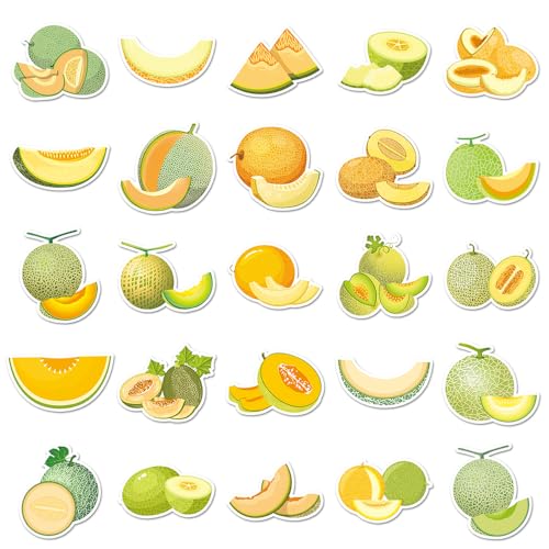 Cute Cantaloupe Vinyl Stickers, 50 PCS Waterproof Hami Melon Decals for Laptops Scrapbooking, Journals, Notebooks - Image 2