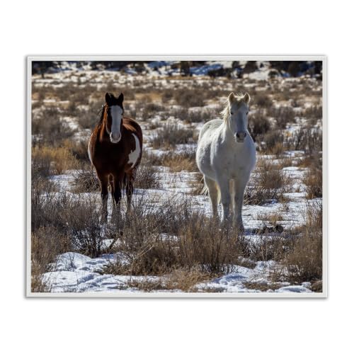 Snow Dusted Horse Landscape, 11 x 14 Inch Framed Giclée Print