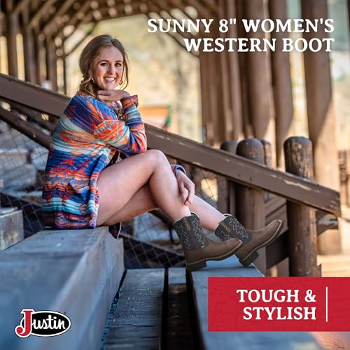 Justin Sunny 8” Cowboy Boots for Women - Gypsy Collection - Leather Women’s Cowgirl Boots with Comfort Cushion Footbed and Non Slip Rubber Outsole2