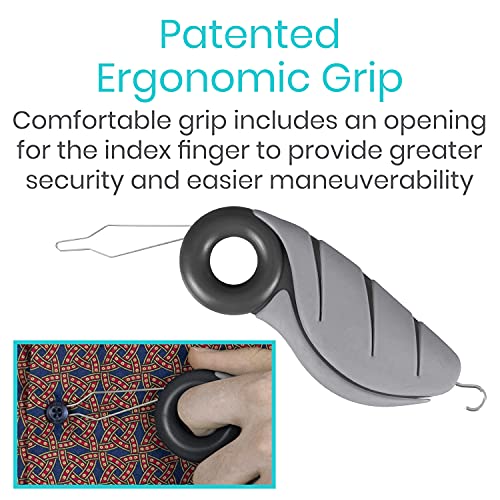 Vive Button Hook with Finger Hole Zipper Gripper Pull Helper