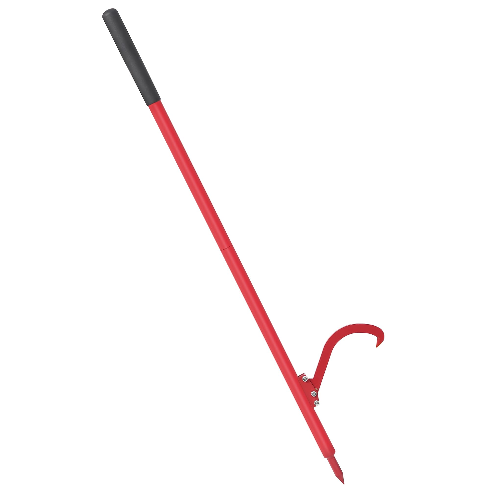 GarveeLife Log Peavey 61 in Handle Logger Roller Tool, Cant Hook Log Rolling Tool for Turning Logs,Opening Felling Log Roller Tool,Cant Hook with Rubber Grip and Adjustable Hook,Red