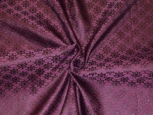 Tissu brocart de soie rigide couleur vin foncé BRO1085