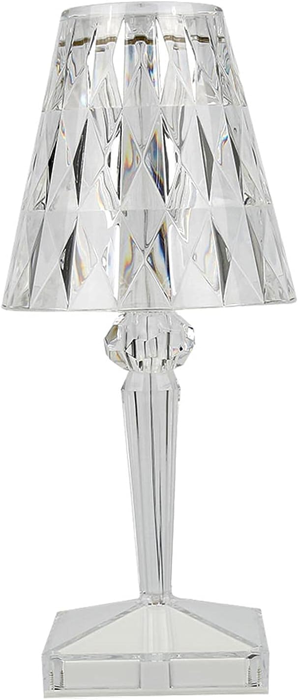 V2COM Acrylic Diamond Table Lamp,USB Charging Transparent Crystal Lamp,Bedroom Bar Decoration Night Light,for Bedroom,Living Room,Office,Coffee Table(White Light)