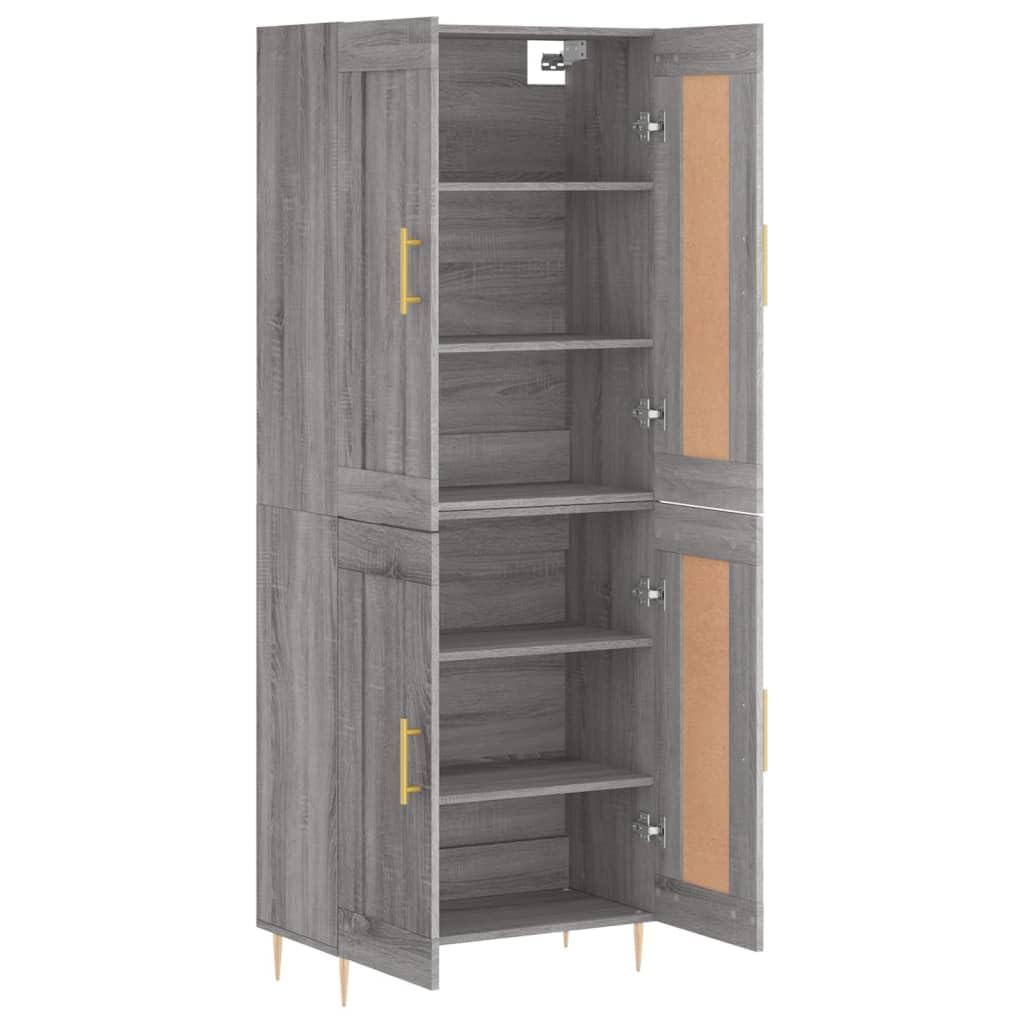 Sonoma Highboard szary materiał drewnopochodny, 69,5 x 34 x 180 cm, z żelaznymi nogami, dużo miejsca do przechowywania, kredens do salonu, szafy, korytarza, komody do szafek do salonu i komody