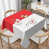 WZYWHJ Quadratische dekorative Tischdecke, 152,4 x 152,4 cm, waschbare und wiederverwendbare indonesische Flagge