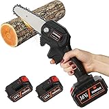 Mini Motosierra Eléctrica De Mano De 4 Pulgadas Inalámbrica, con 2 36V Baterías Y 1 Cargador,Velocidad De Corte Ajustable, Para Corte De Madera,Negro,33CM 36V
