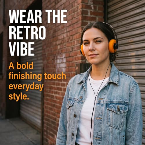 Image of Retro Over-Ear Headphone,Vintage Feelings Underwire Headphones,Retro Lightweight Earphones,Hi-Fi Stereo Earphone Headset,Headphone,for Most Mobile Phones Playback Pevices Headphones (Orange)