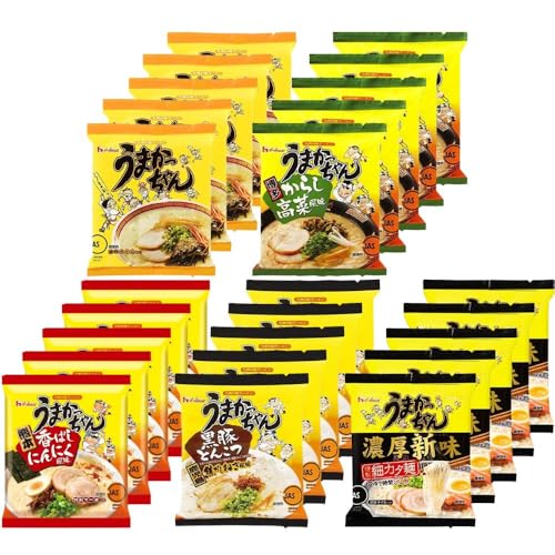 【5種×5セット】うまかっちゃん 食べ比べアソート (定番/新味/博多/熊本/鹿児島) とんこつラーメン 九州の味 インスタント 袋麺 細カタ麺 焦がしねぎ 香ばしにんにく からし高菜 黒豚 簡単調理 時短 おまけ付(シール)