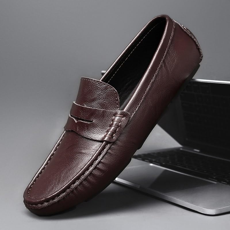 Mens Loafers Shoe Round Toe Faux Leather Penny Driving Loafers Lightweight Comfortable Flat Heel Outdoor Party Slip-ons3
