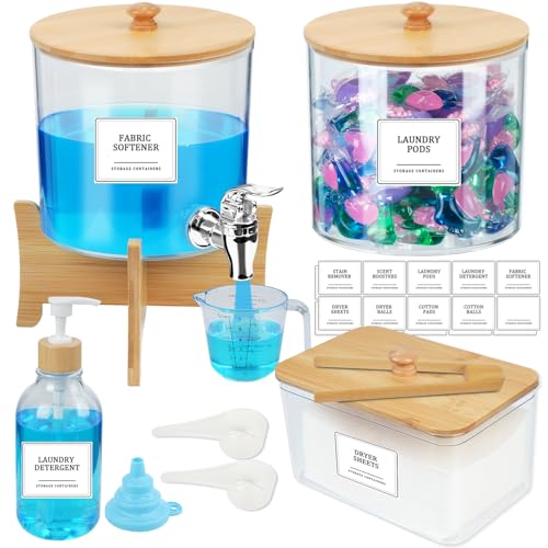 4 Pezzi Contenitore Detersivo Polvere - 3L Porta Detersivo Con Rubinetto E Supporto, 3L Dispenser Detersivo Lavatrice, Contenitore Quadrato 2L Con Clip,0.8l Contenitori per Detersivi Lavanderia