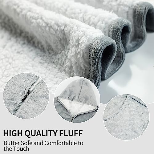 Shellconch Oversized Wearable Blanket Hoodie.sherpa Sweatshirt Blanket Has Hats, Zippers Suitable Men And Women As Gifts (Grey) #TOP3