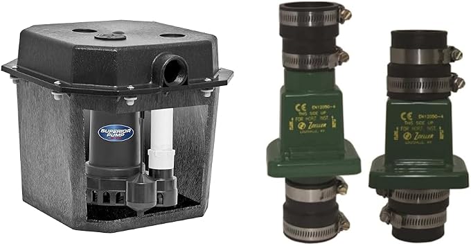Superior Pump 92072-U 1/3 HP Remote Sink Drain Pump System, Black & Zoeller 30-0181 PVC Plastic Check Valve, 1-1/2 Inch