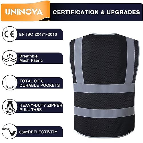 UNINOVA High Visibility Safety Vest – Multi Pockets Reflective Mesh ...