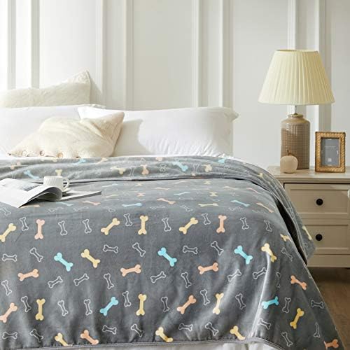 Allisandro® Dog Blanket for Cats Puppys Grey Double Using Premium Fluffy Fleece Pet Blanket Pet Throw Super Soft Warm 100 * 80cm