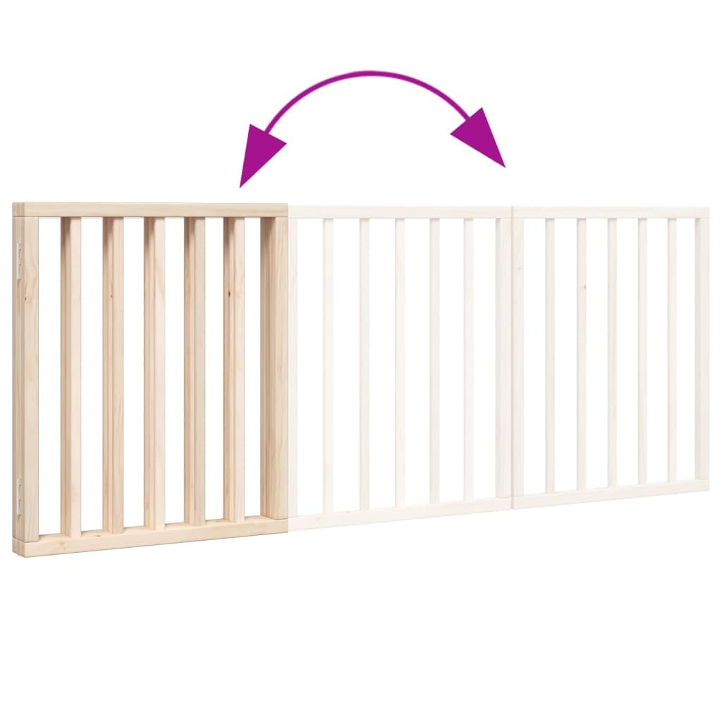 vidaXL Puerta para Perros Plegable de 3 Paneles, 150 cm, Madera de álamo