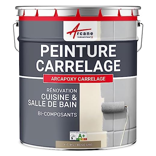 peinture pour carrelage cuisine salle de bain résine rénovation meuble - RAL 1019 Beige gris - Kit 1 Kg jusqu'à 10 m² pour 2 couches - ARCANE INDUSTRIES